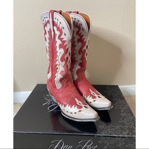 Dan Post Red and White Over-the-Knee Western Boots
